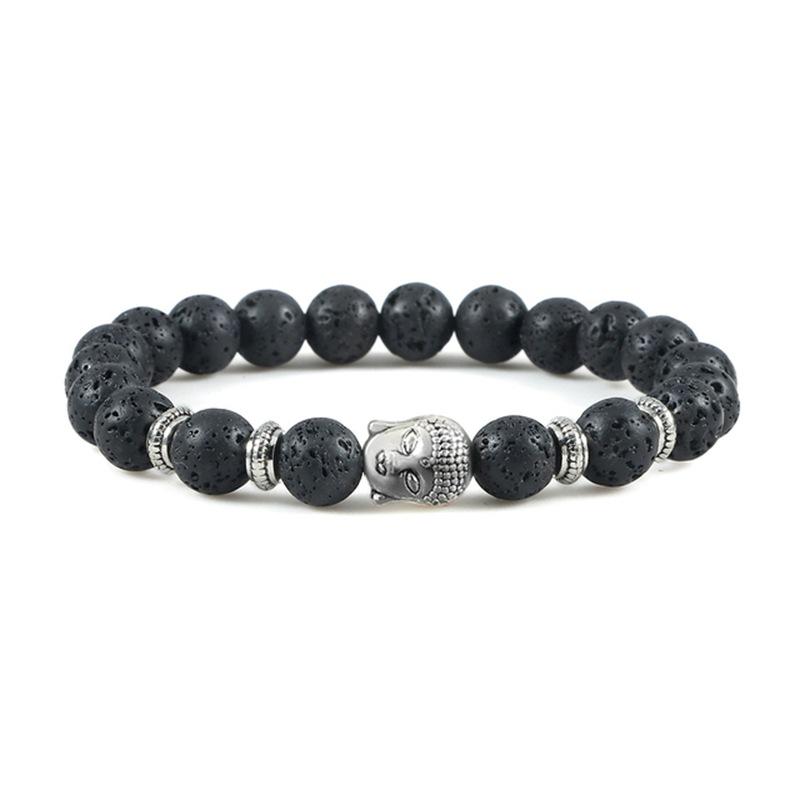 Trendy Tiger Eye & Volcanic Stone Beaded Bracelet with Buddha Head - Multiple Styles for Women