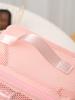 Simple mesh makeup and wash bag, large capacity portable travel storage bag, mesh breathable makeup storage bag