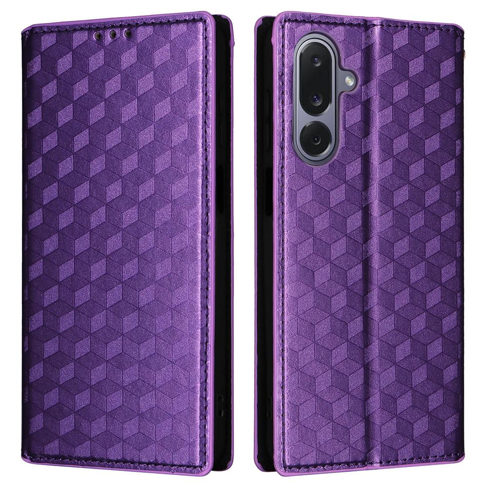 For Samsung Galaxy M36 5G Case Wallet Rhombus Imprinted Leather Phone Cover