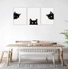 Black Cat Art Decorative Animal Cat Wall Modern Contemporary Poster Sofa Background Wall Hanging for Living Fully Framed 3-Panel Panel, Painting, Art,