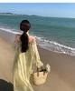 Elegant Long-Sleeved Tassel Macrame Vacation Dress
