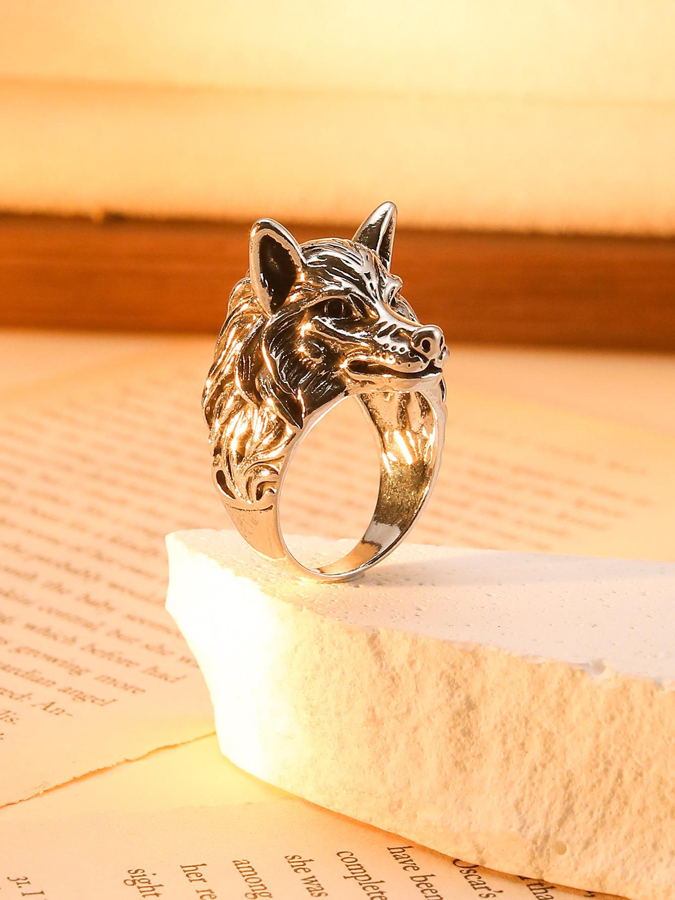 

Кольцо с головой волка - Ретро стиль, Высококачественные мужские хип-хоп украшения Size 11