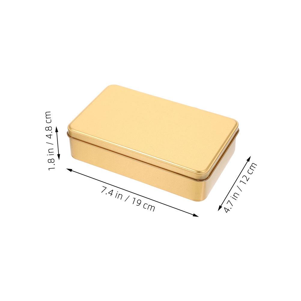 Rectangular Tinplate Storage Box Metal Container with Lid Candy Cookie Wedding Favor Holiday Treat Packaging Small Tin золотистый