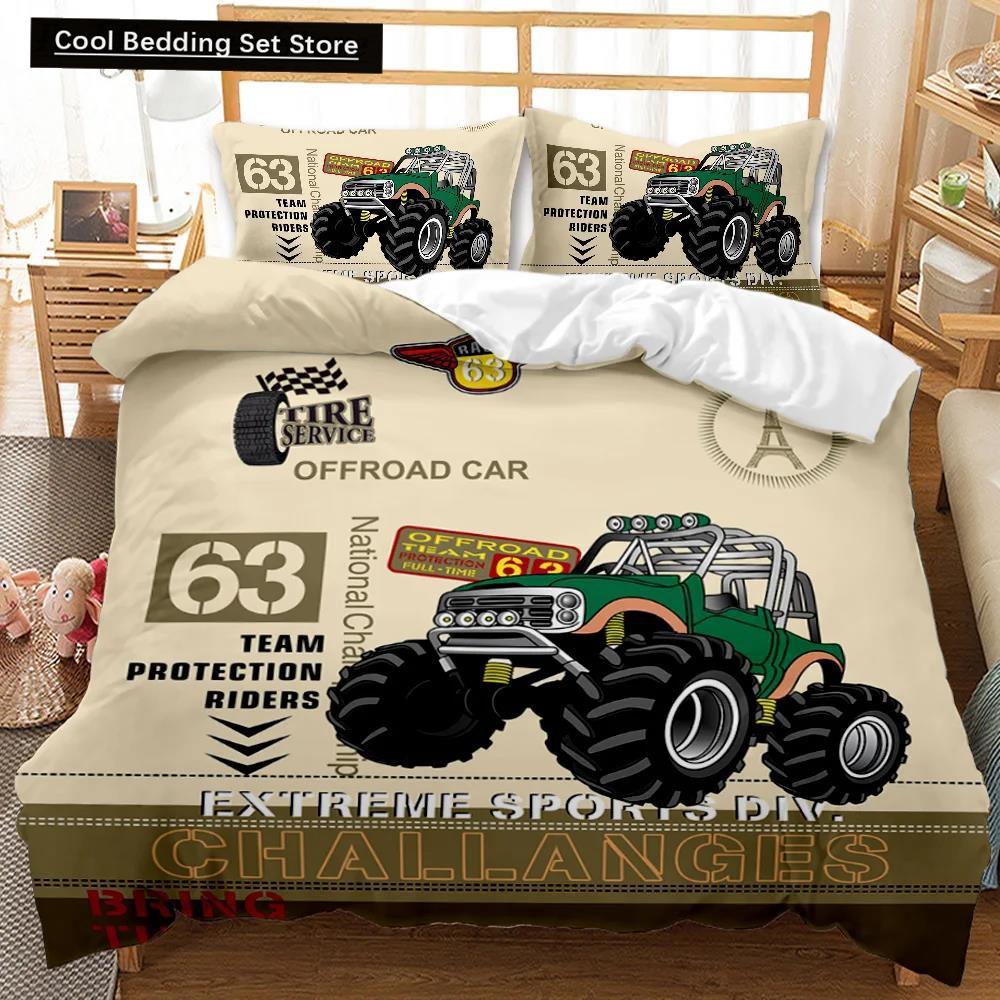 Engineering Vehicle Duvet Cover Set Engineering Vehicle Pickup Truck Off Road Vehicle Polyester Bedding Set Double Queen King