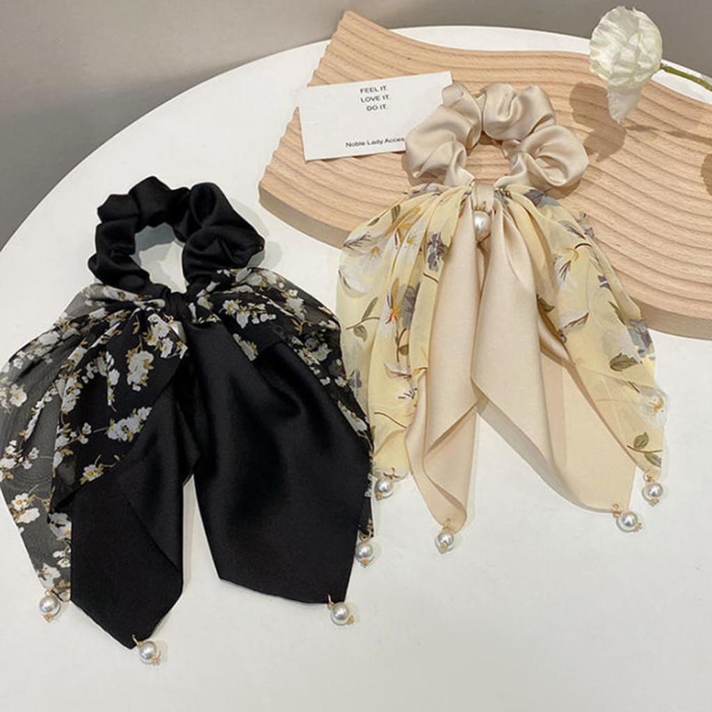 Hair Adult Hair Large Floral Hair Gentle on Day Stylish Hair Set of 2 Women's Ties, Scrunchies, Ribbons, Ponytails, Volume, Print, Bows, Arrangements,