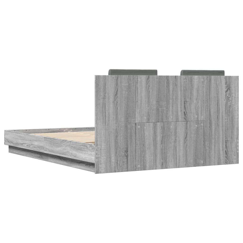 Bed Frame with Headboard Grey Sonoma 120 x 200 cm Engineered Wood