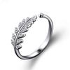 Korean Fashion Leaf Micro-Inlaid Open Ring - Japanese & Korean Style