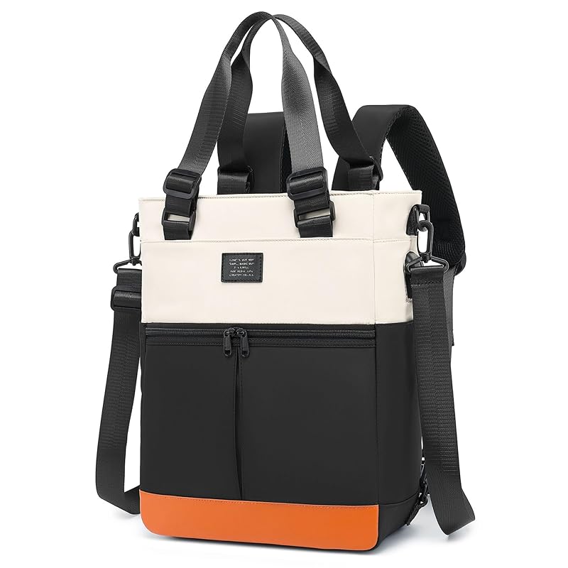 

[HIKKER-LINK] tote bag ladies large capacity shoulder bag a4 men s rucksack handbag Plain color shoulder Fashionable Durable commute 4WAY black tote