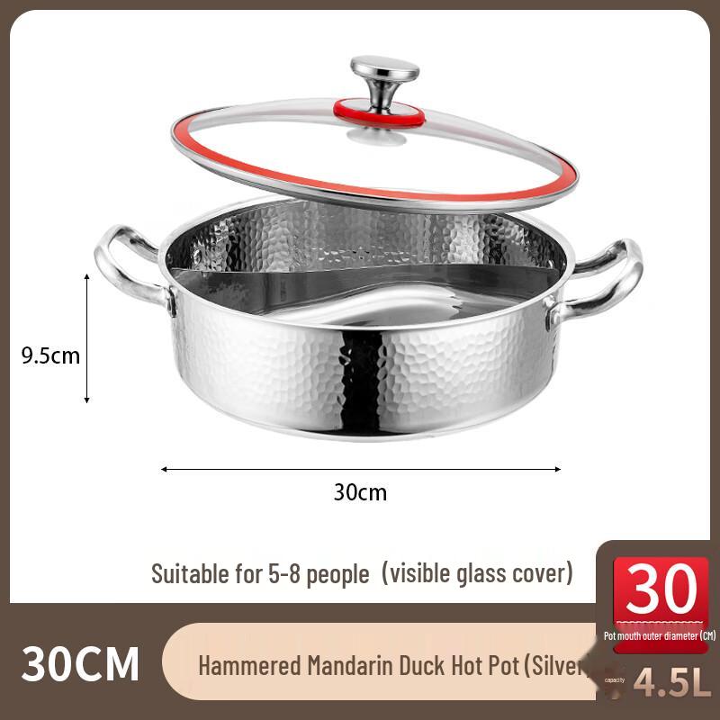 

Guofeng GL-30CM Thickened 304 Stainless Steel Hammered Divided Hot Pot
