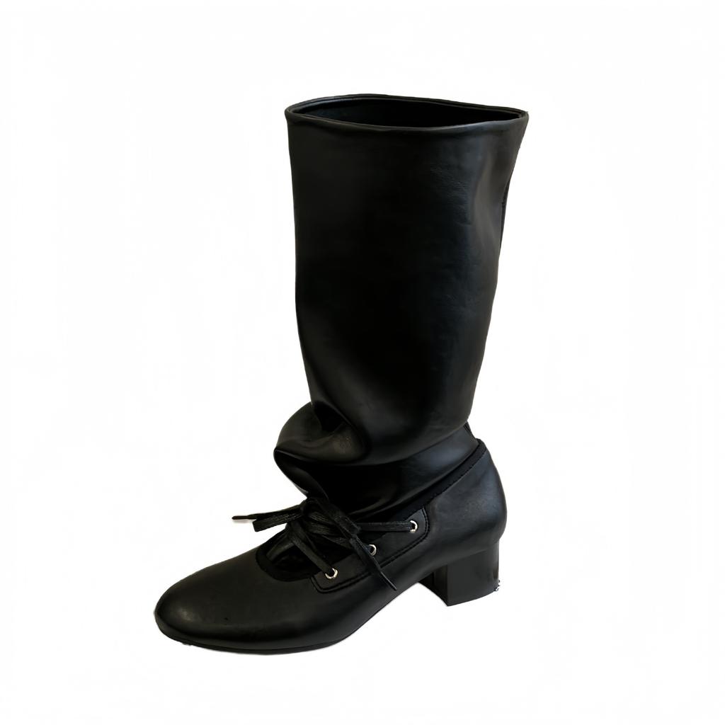 Retro Strap Niche Design Pants Boots Thick Heel Thick-soled Boots Women's Knee Pointed High Knight Boots