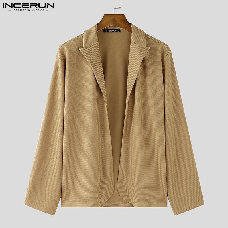 INCERUN Oversized Men Long Sleeve Knitted Open Front Cardigan