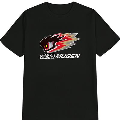 Mugen Power Racing Tuner Męska Czarna Koszulka Japońska Grafika Wyścigowa Logo Mugen Wzór Smoka Ciężka Dzianina Bawełniana