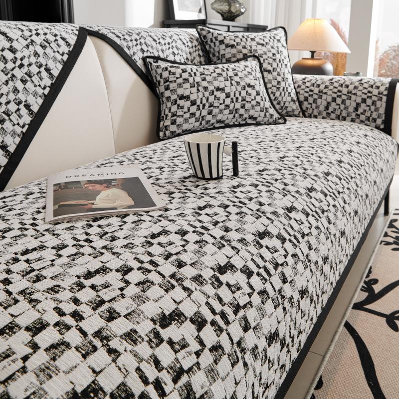 Houndstooth Sofa Cushion Four Seasons Universal Light Luxury Modern High-End Non-Slip Cushion Sofa Cover Cushion