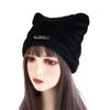Letter Knitted Cap Bear Ears Winter Plush Hat Cute Cat Ears Hat  Streetwear