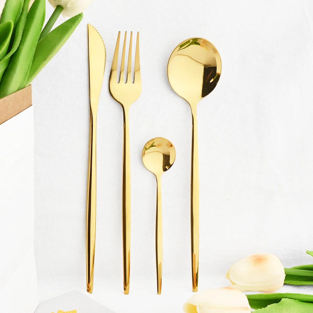 16-teiliges Schwarzes Messer Kaffeelöffel Gabel Geschirrset Spiegelglanz Langlebiges Besteck Edelstahl Besteckset Westliches Küchengeschirr