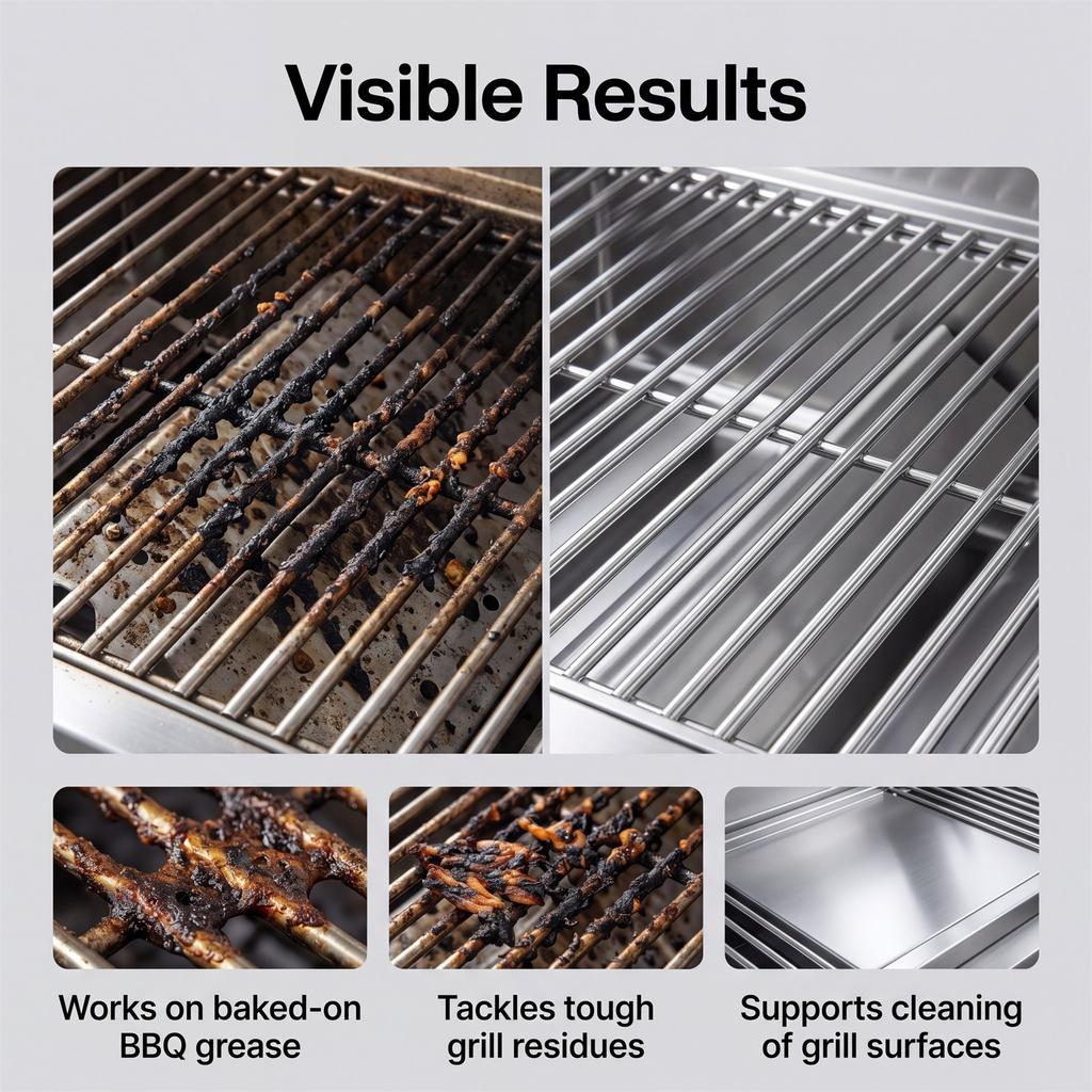 BBQ Grill Cleaner Spray for Outdoor Cooking Surfaces and Plates Effective Grease and Grime Remover Suitable for BBQ Grills and Kitchen Use 120ml