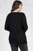 Women's Big Size Blouse Black Glitter Detailed Long Sleeve Blouse G051 1U