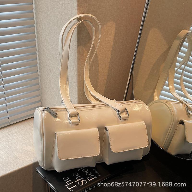 2025 New Niche Design Retro Handbag Bag Korean Version Fashion Ins Double Pocket Large Capacity Underarm Shoulder Bag