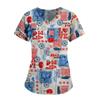 Independence Day Women's casual V-neck Printed Short Sleeve   Tops