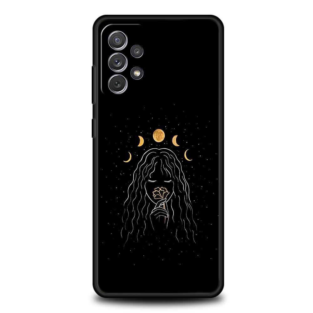 Simplicity Line Art Sun Moon Case For Samsung A15 A13 A51 A71 A41 A31 A21S A03S A05 A12 A32 A52 A23 A25 A33 A53 A73 5G Cover