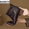 Blomma Spetsig Tå Dam Ankelstövlar Mellanhöga Klackar Skor 2025 Trend Mode Casual Kontor Chelsea Stövlar Nya Sexiga Pumps Mujer Botas