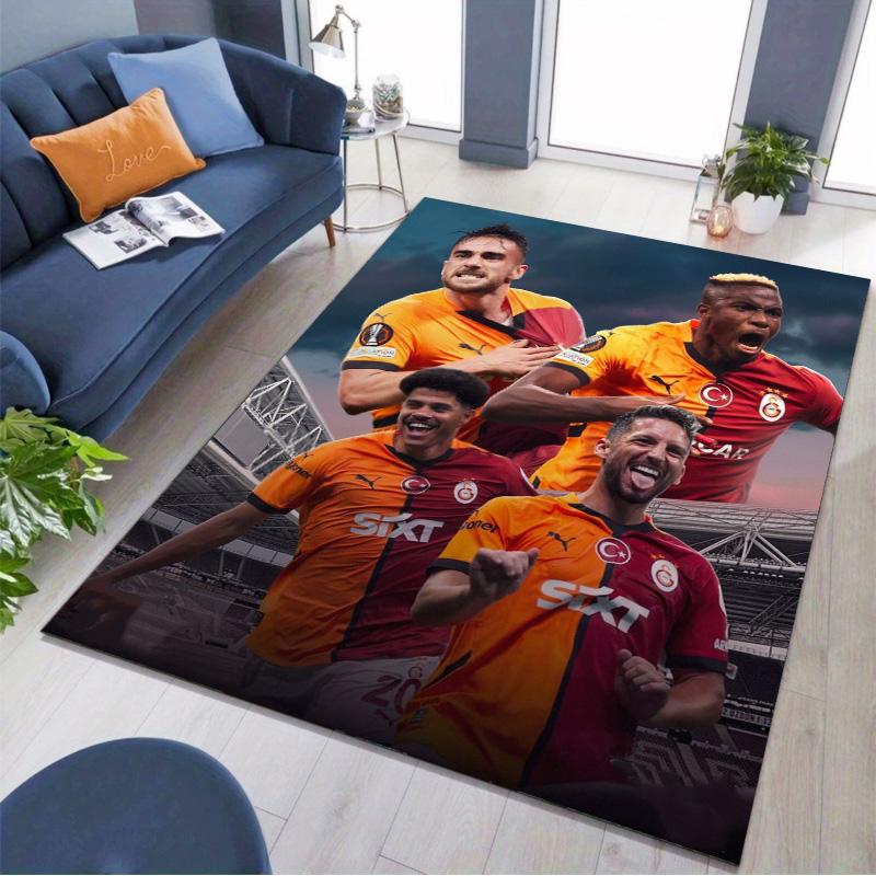 Creative Parachute Football Player Print Area Rug, Sports Fan Non-Slip Floor Mat for Living Room Bedroom Home Decor