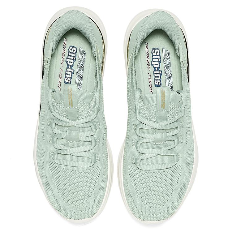 Skechers Bobs Sport Flash Step Shoes Comfortable Sports Low Top Casual Shoes Women Sneaker Mint-Green 117617-SAGE