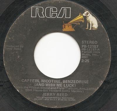 7inch Record JERRY REED - Caffein, Nicotine, Benzedrine (And  PB12157 RCA 1980 US Folk Used