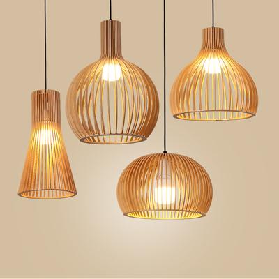 Suspension en bois Lampe suspendue de style chinois moderne Lumière de restaurant Décoration de salon Autres chambres Lampe d'intérieur Éclairage