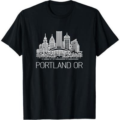 Portland Oregon Downtown City Skyline Szkic Moda Center PNW Koszulka