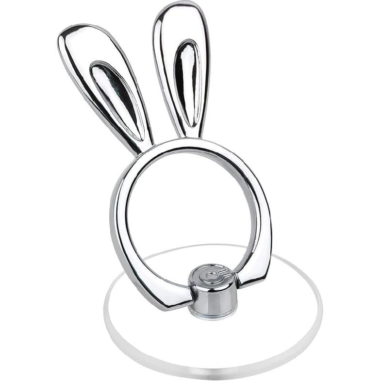 Cat Phone Ring Holder - EI Sonador Clear Cell Phone Ring Holder Transparent Stand Finger Grip (1 Silver + 1 Rose Gold Cat)