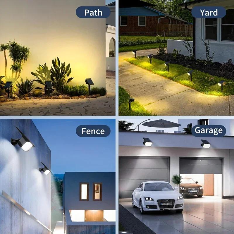 LED Solar Lights Outdoor Waterproof IP65 Lawn Lamp Landscape Spotlights 2Modes Solar Powered Light for Yard Garden Patio Walkway