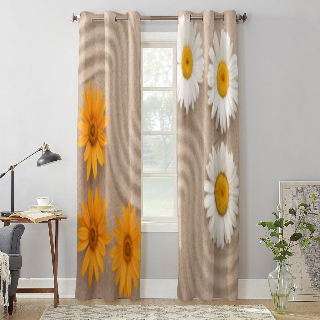 Beautiful Sand And Flowers Window Curtains For Living Room Luxury Bedroom Decor Drapes Kitchen Window Treatments Curtains