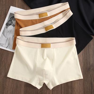 Cueca Boxer Masculina Cintura Média Cós Elástico Largo Patchwork Cor U-Convexo Shorts Cuecas Calcinhas Respiráveis