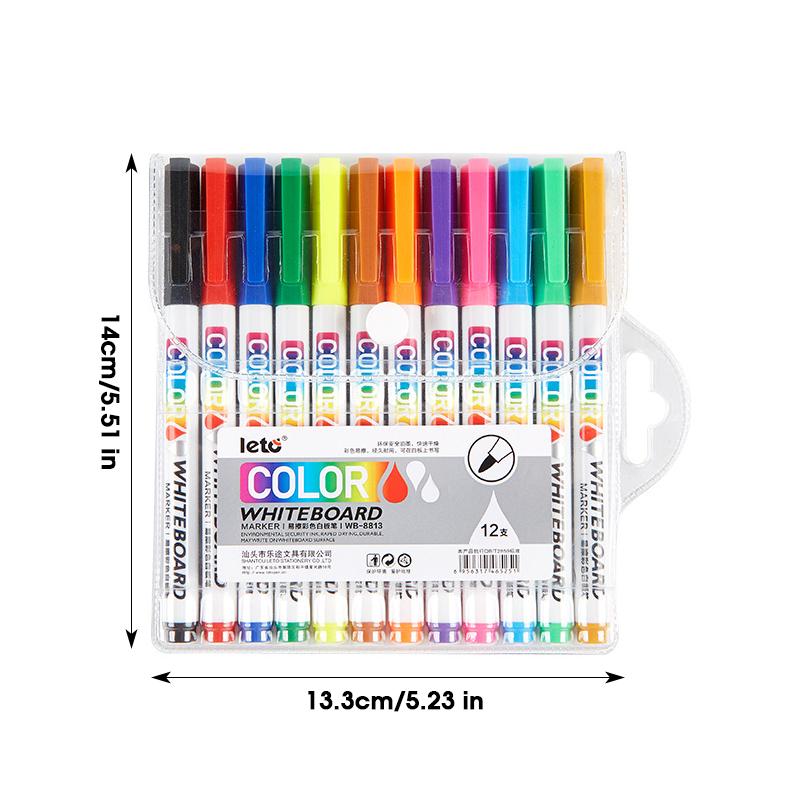 

12 Color Whiteboard Markers Pen Fine Tip Dry Erase Marker Pen for Kids Graffiti Writing Drawing Office School Calendar Boards