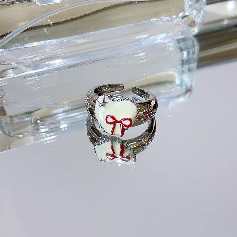 Ma Jin Caixin Retro Red Ring Collection Light Luxury Fashion Versatile Daily Stacking Open Ring