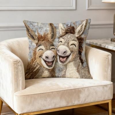 Cute Donkey Cushion Cover Decorative Throw Pillow Cover 18x18 Inch Donkey Pattern Pillowcase for Farmhouse Home Couch Sofa Bed Patio Decor