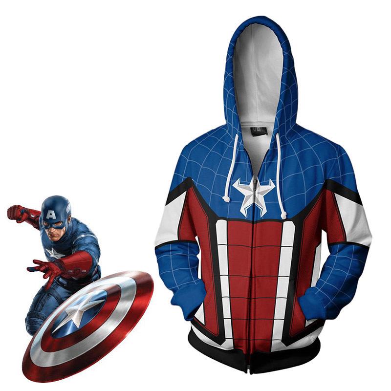 Autumn Men's Captain America Zipper Hoodie Sweatshirt