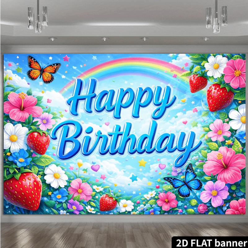 2D plane 1 piece of birthday background cloth with blue sky and white clouds made of polyester material.