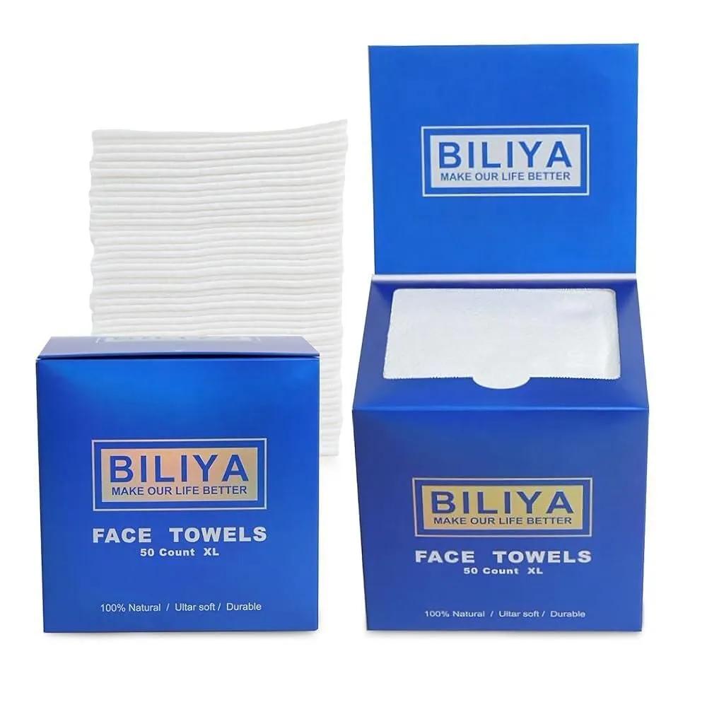 

BILIYA XL Disposable Face Towel Biodegradable Ultra Soft Makeup Remover Wipes for Sensitive Skin 25.4 x 30.5 cm 10 12 inch 5