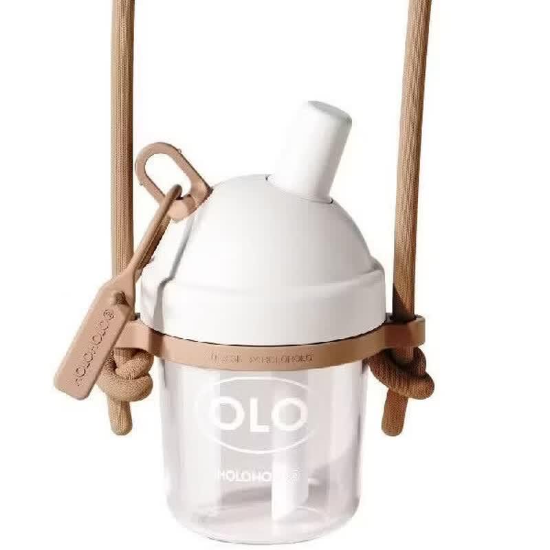 HOLOHOLO 420ml Portable Coffee & Milk Tea Straw Cup with Shoulder Strap