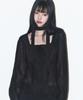 ILLIGO Ribbon Tie Square Neck Long Blouse Black