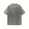 European Size Abstract Face Print Summer Trendy Oversized Shoulder Sleeve Extra Large Vintage Distressed Pure Washed Craft Round Neck T Shirt