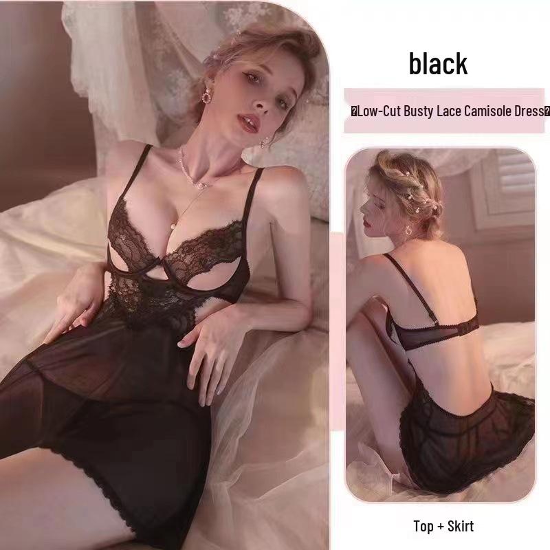 Elegant Lace Push-Up Sleep Dress: Enhances Small Chest