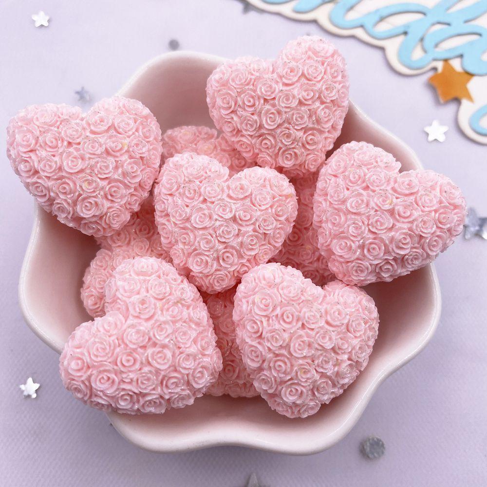 

10 шт. красочные фигурки из смолы в форме сердца в виде розы с плоским дном из камня для свадебного декора, скрапбукинга, рождественских поделок своими руками