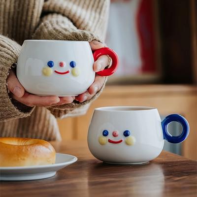 Ceramic Coffee Mug with Chubby Face Design, Microwave Safe,Machine Washable, Novelty Round Cup for Office, Afternoon Tea, Breakfast, Milk