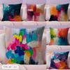 Color Paint Cushion Cover Natural Linen Pillow Cover Double-Sided Print Cushion Case For Sofa Home Decor Gift