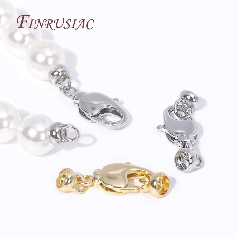 Modeschmuck Verbinder Verschlüsse Endkappen Verschluss Verschluss 18K Goldbeschichtetes Messing Karabinerverschlüsse Für DIY Perlenhalsketten Zubehör