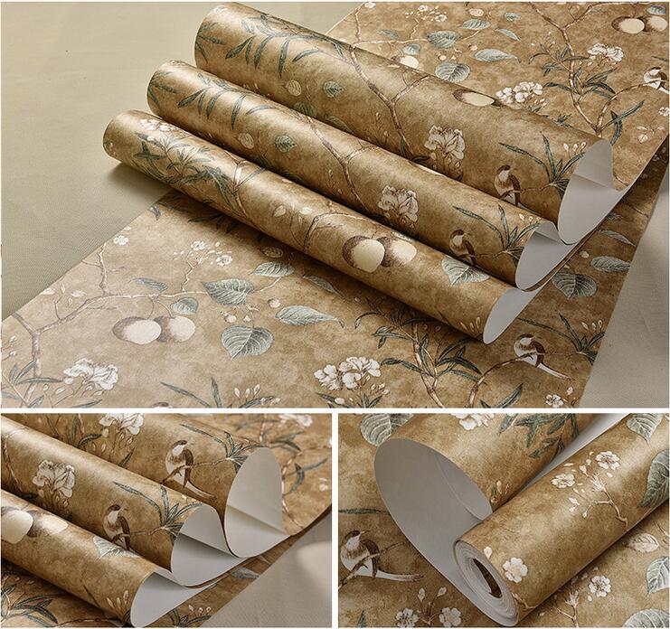 Beibehang Americká tapeta Retro Tapeta s květy jabloně Ložnice Obývací pokoj Pozadí Čistý papír Pastorální tapeta