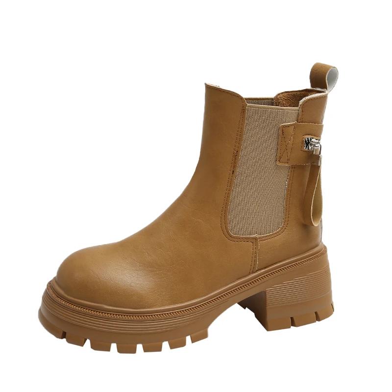 

Мода 2024 года, модная женская обувь, ботильоны, женские ботинки, классика, современные ботинки, женская обувь на молнии с круглым носком и средним каблуком, женская обувь Zapatos 35